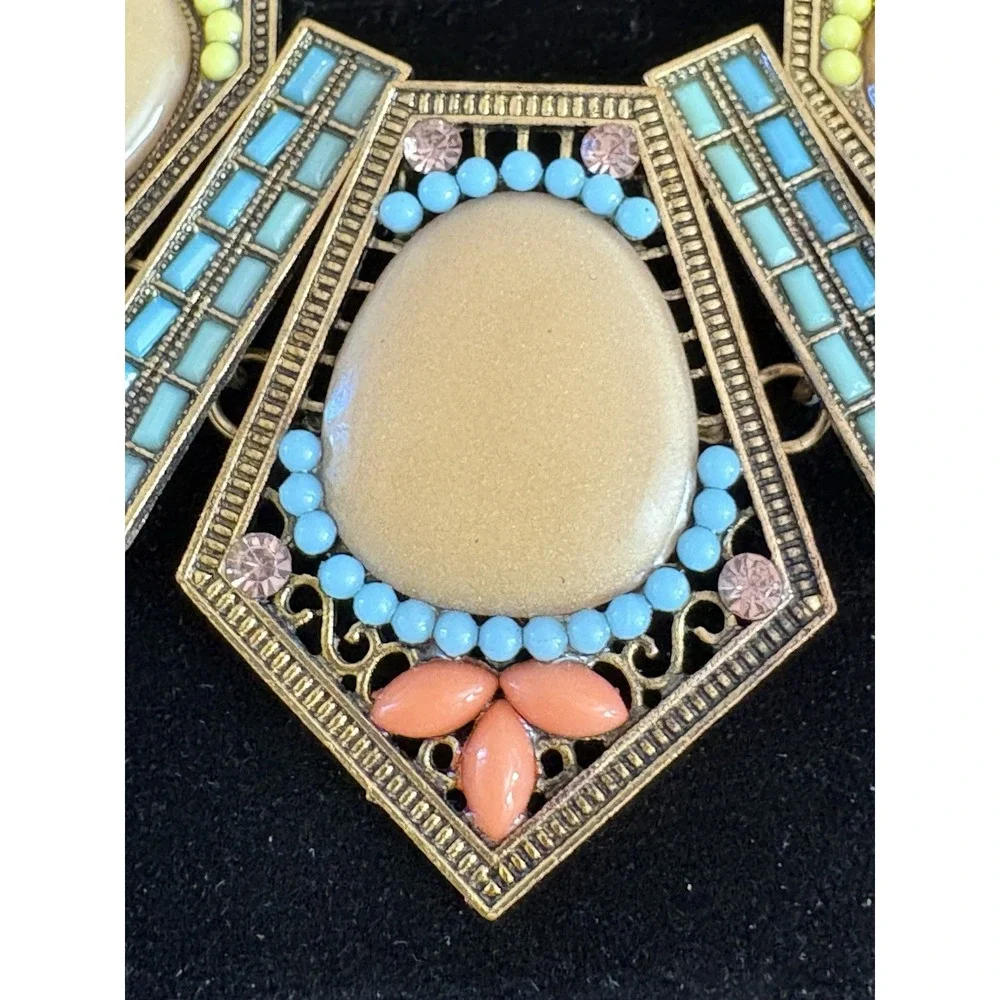 BETSEY JOHNSON Necklace Fantasy Island Time Multicolor Lucite & Bead Blue Orange